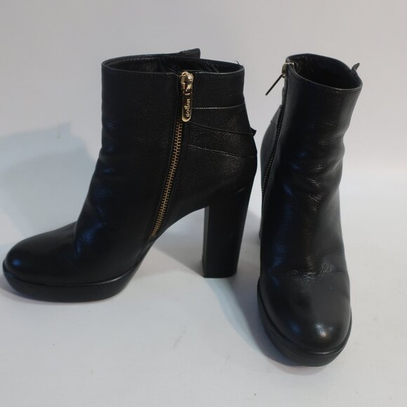Authentic Womens Hogan Black Leather Platform Block Heel Zip Booties 40 US/10 - Picture 7 of 16